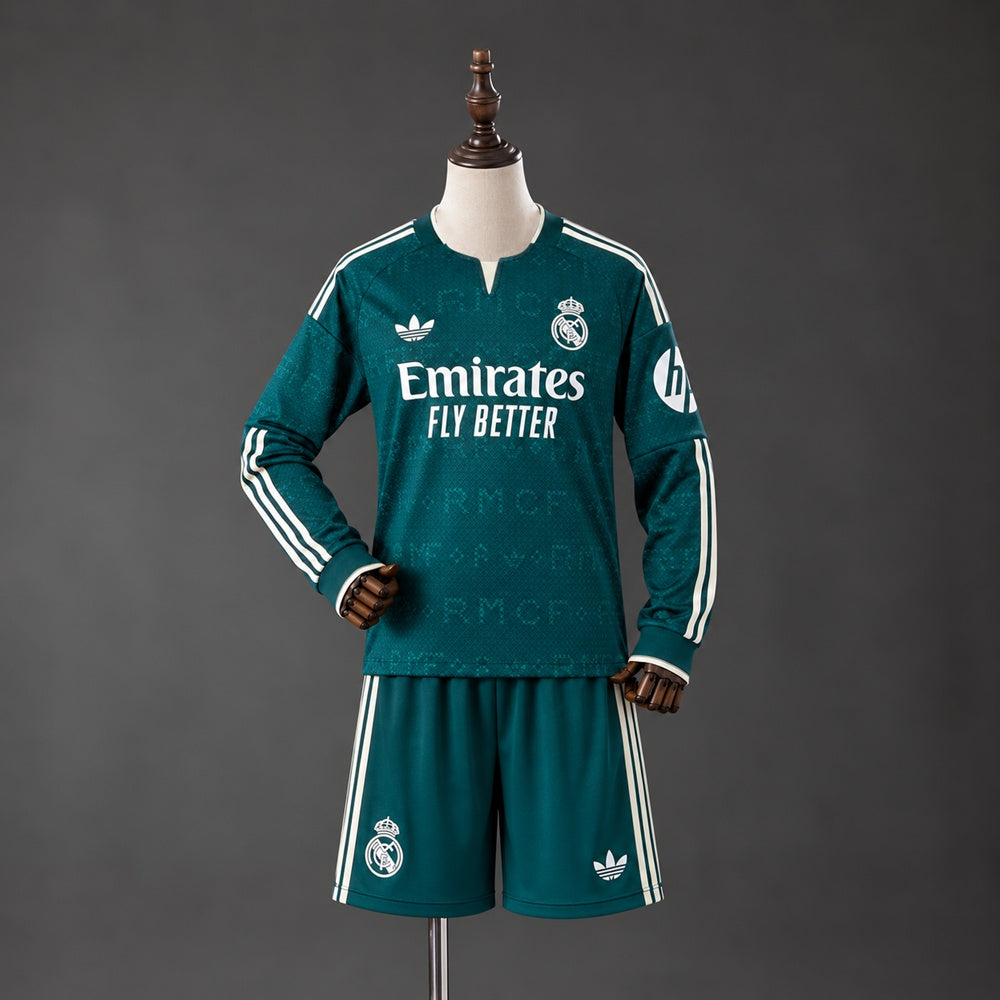 Kit Criança Manga Comprida Real Madrid CF 2026-27 Alternativo Verde