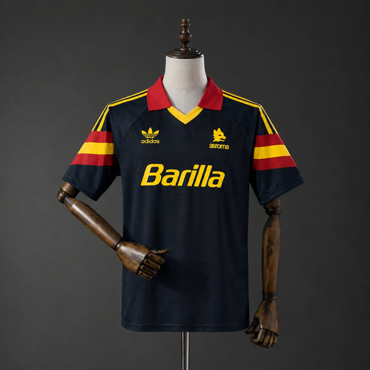 Camisola AS Roma 1991-92 Alternativa Preta Versão Adepto