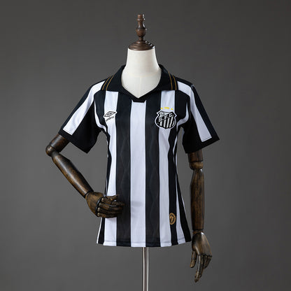 Camisola Santos FC 2026-27 Alternativa Preta/Branca Lisa Versão Mulher