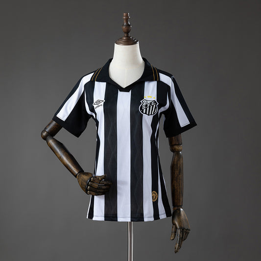 Camisola Santos FC 2026-27 Alternativa Preta/Branca Lisa Versão Mulher