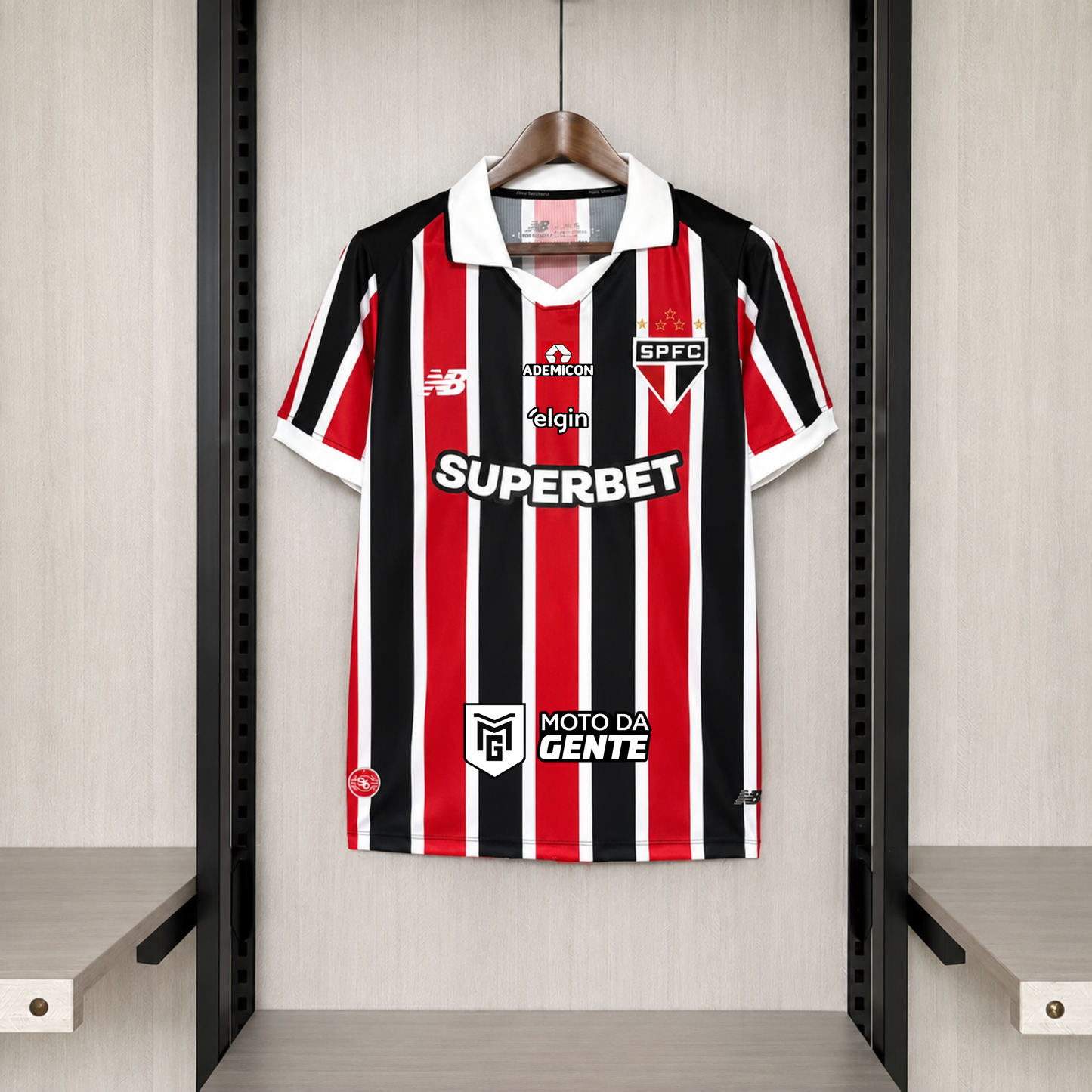 Camisola São Paulo FC 2026-27 Alternativa Riscas Versão Adepto Todos Patrocinadores