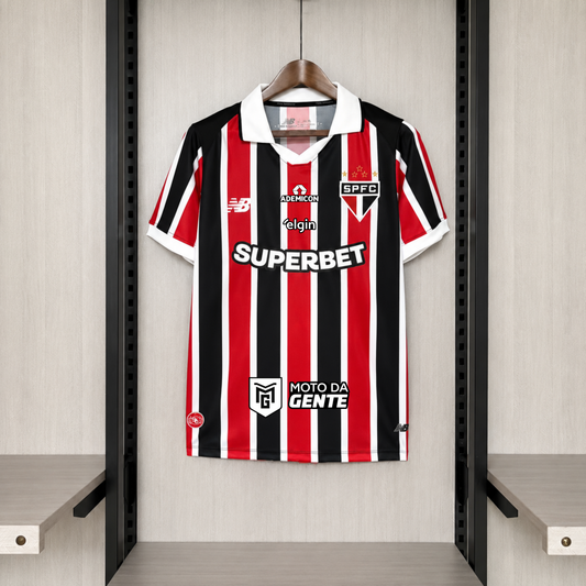 Camisola São Paulo FC 2026-27 Alternativa Riscas Versão Adepto Todos Patrocinadores