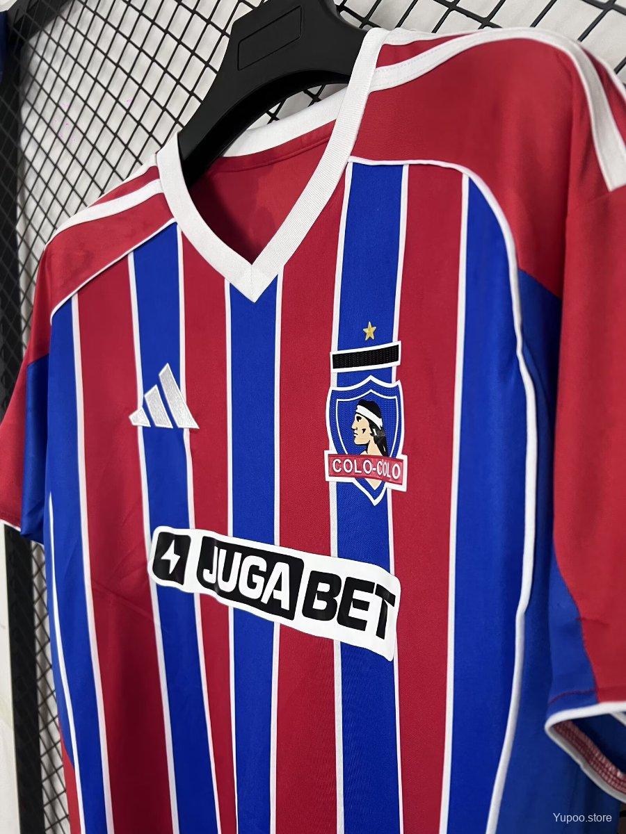 Camisola CSD Colo Colo Azul 2024-25 Alternativa Vermelha Versão Adeprto