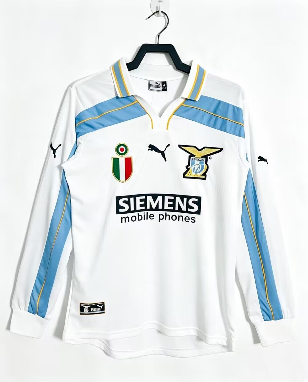 Camisola Manga Comprida SS Lazio 2000-01 Alternativa Branca Versão Adepto