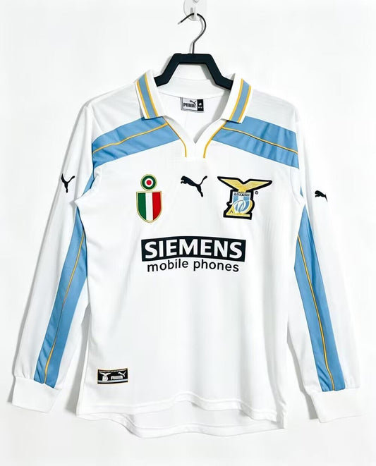 Camisola Manga Comprida SS Lazio 2000-01 Alternativa Branca Versão Adepto