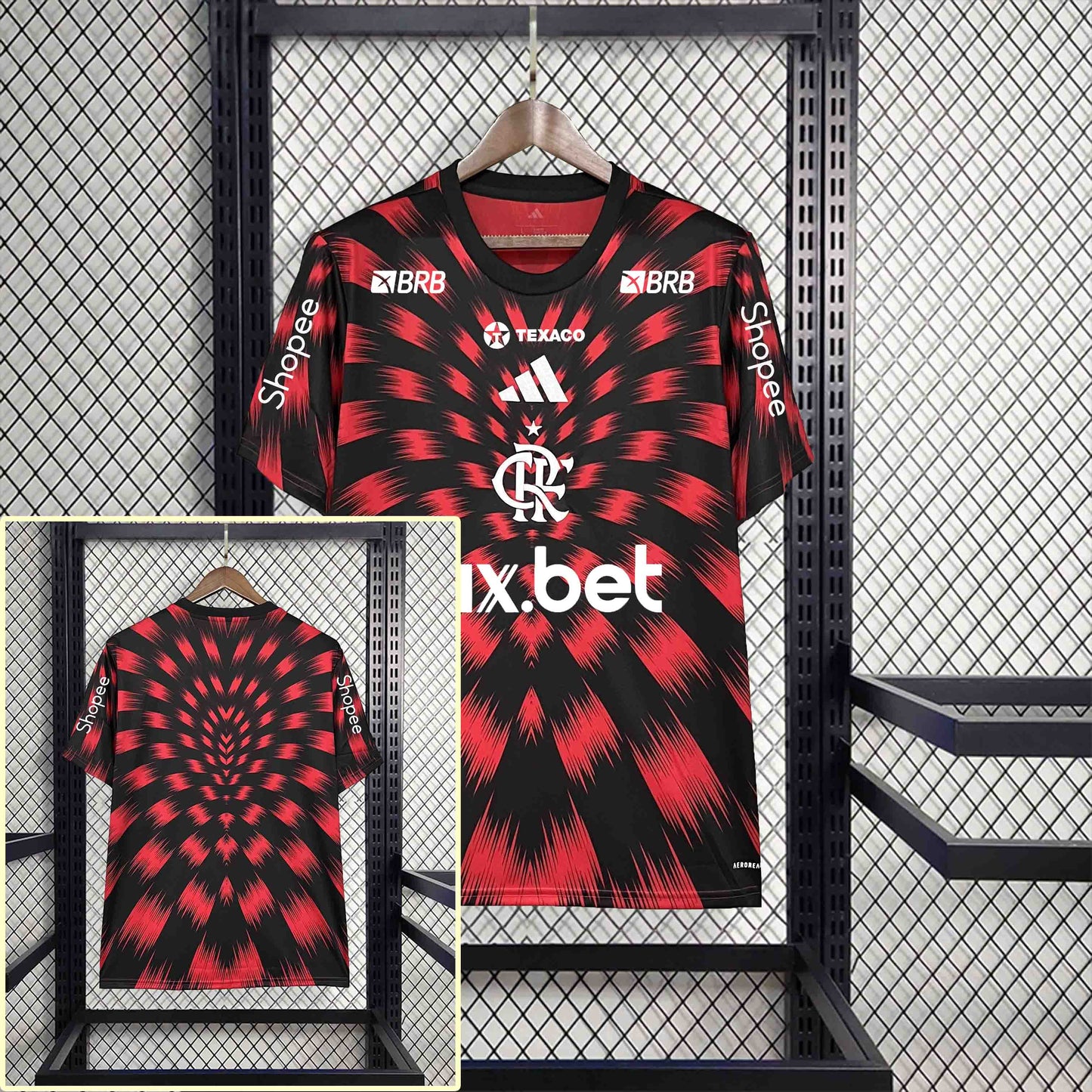 Camisola CR Flamengo 2025-26 Pre-Match Versão Adepto Todos Patrocinadores