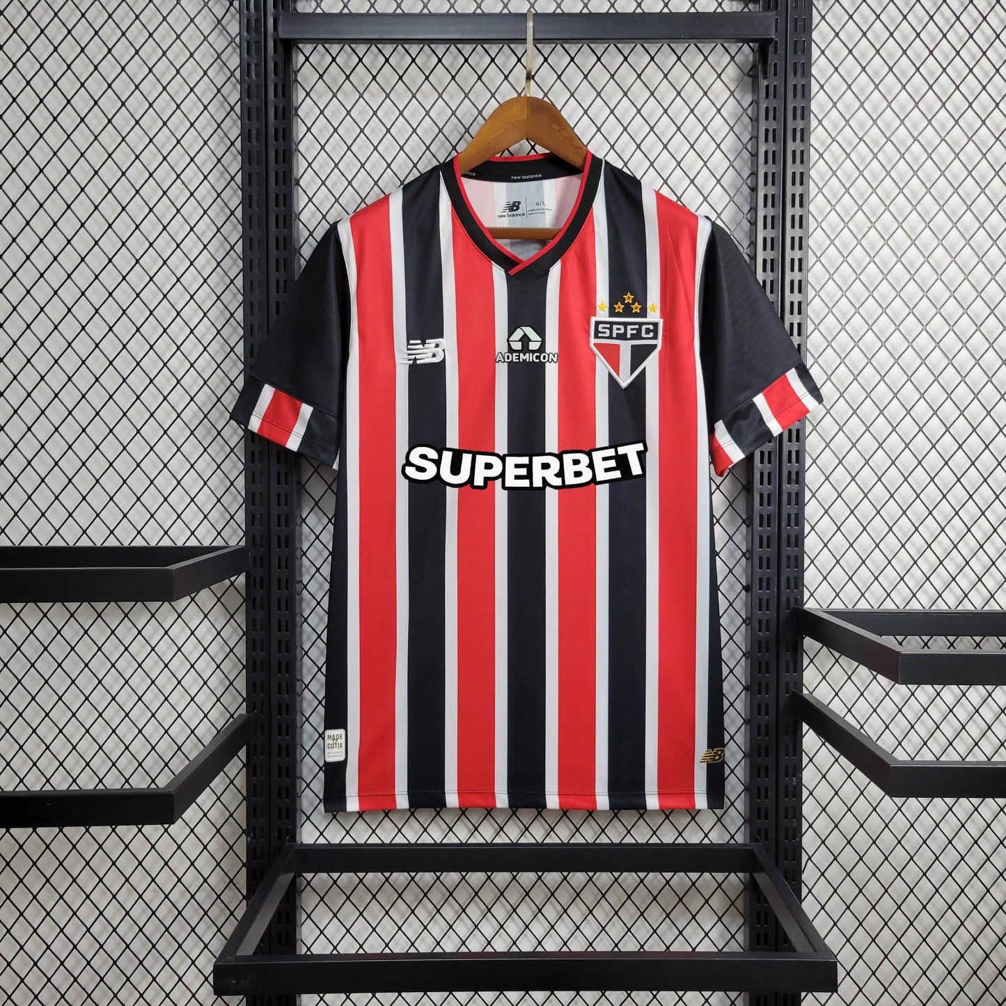 Camisola São Paulo 2024-25 Alternativa Riscas Versão Adepto Todos Patrocinadores