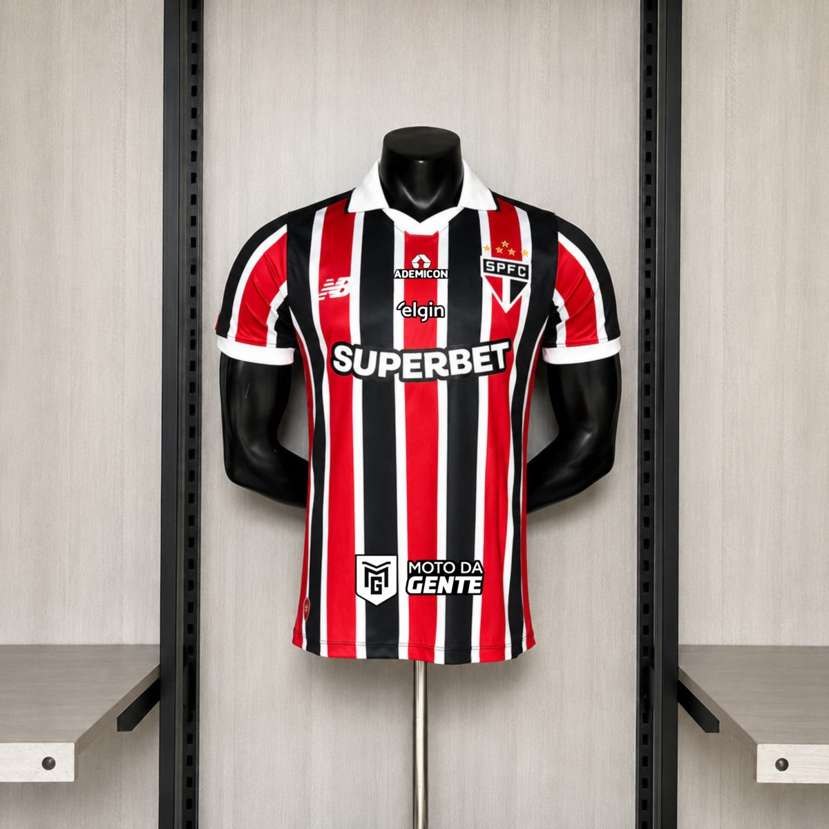 Camisola São Paulo FC 2026-27 Alternativa Riscas Versão Jogador Todos Patrocinadores