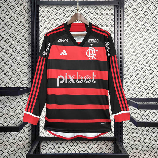 Camisola Manga Comprida Flamengo 2024-25 Principal Todos Patrocinadores