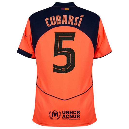 Camisola FC Barcelona 2025-26 Alternativa Laranja UCL Versão Adepto CUBARSÍ #5