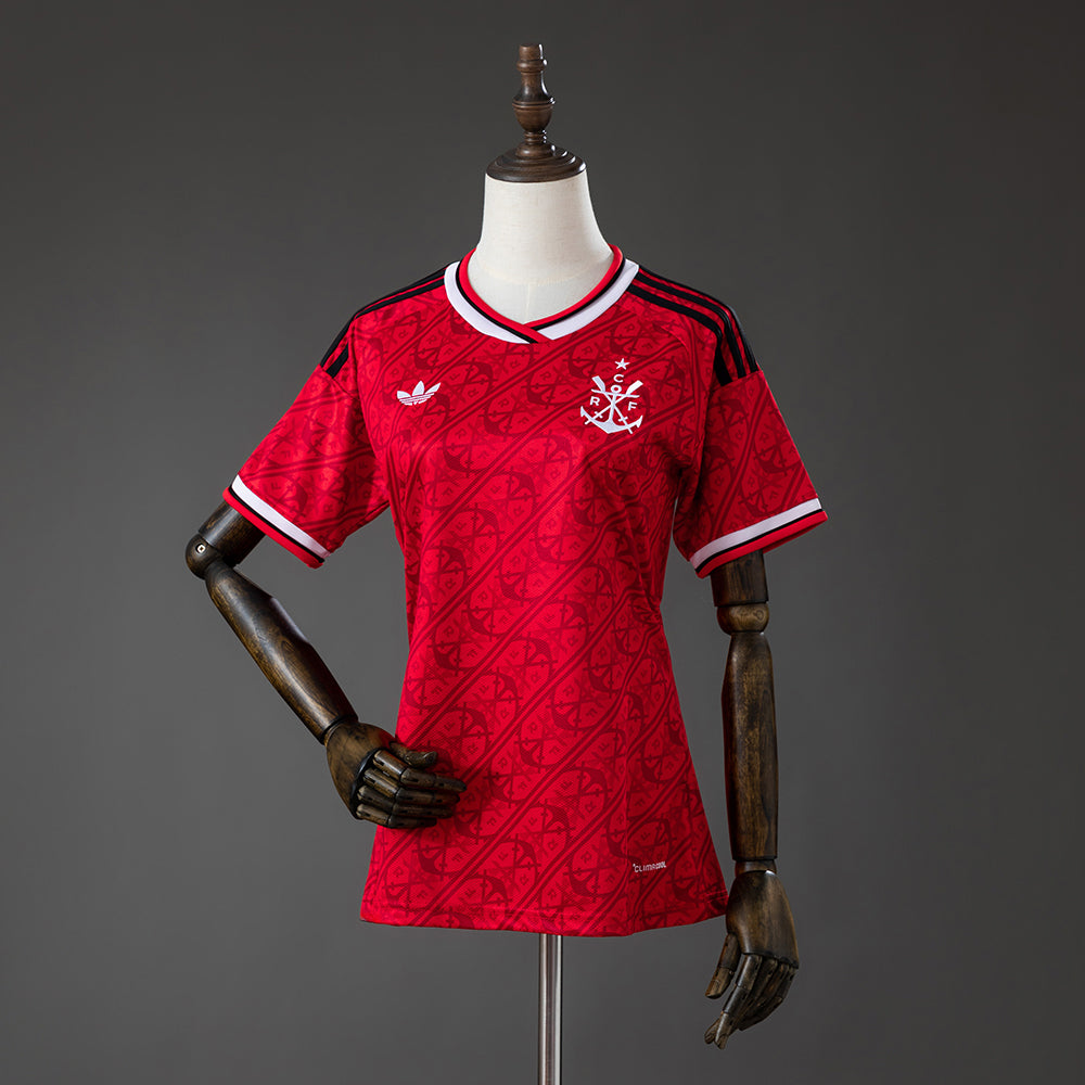 Camisola CR Flamengo 2026-27 Alternativa Vermelha Lisa Versão Mulher
