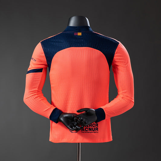 Camisola Manga Comprida FC Barcelona 2025-26 Alternativa Laranja Versão Jogador