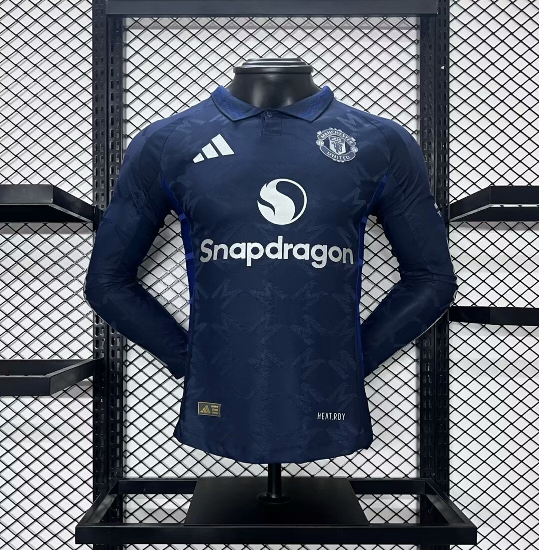 Camisola Manga Comprida M-United 2024-25 Alternativa Azul Versão Jogador