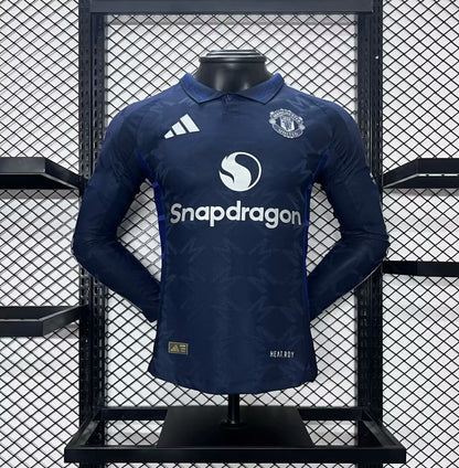 Camisola Manga Comprida M-United 2024-25 Alternativa Azul Versão Jogador