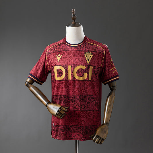 Camisola Cadiz CF 2025-26 Alternativa Vermelha Versão Adepto