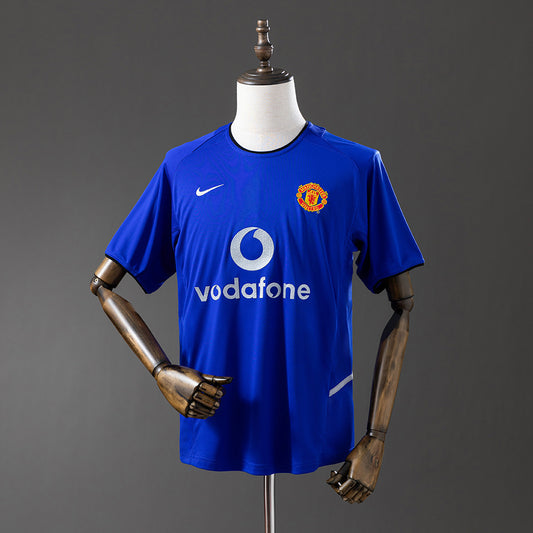 Camisola M-UNITED 2002-03 Alternativa Azul Versão Adepto