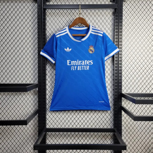Camisola Real Madrid CF 2025-26 Alternativa Azul Versão Mulher
