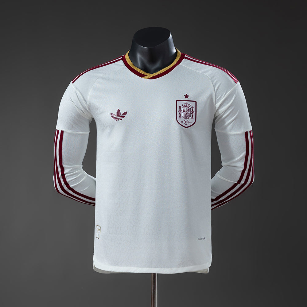 Camisola Manga Comprida Espanha 2026 Alternativa Branca Versão Jogador