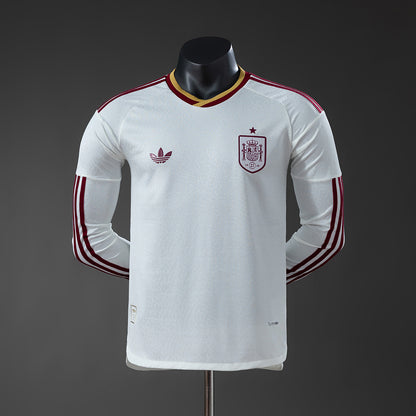 Camisola Manga Comprida Espanha 2026 Alternativa Branca Versão Jogador