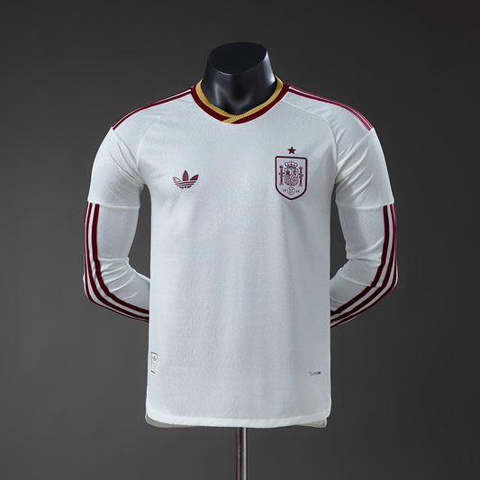Camisola Manga Comprida Espanha 2026 Alternativa Branca Versão Jogador