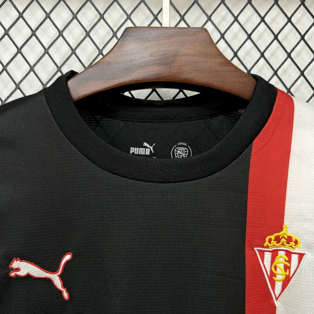 Camisola Real Sporting de Gijón 2025-26 Alternativa Preta Versão Adepto