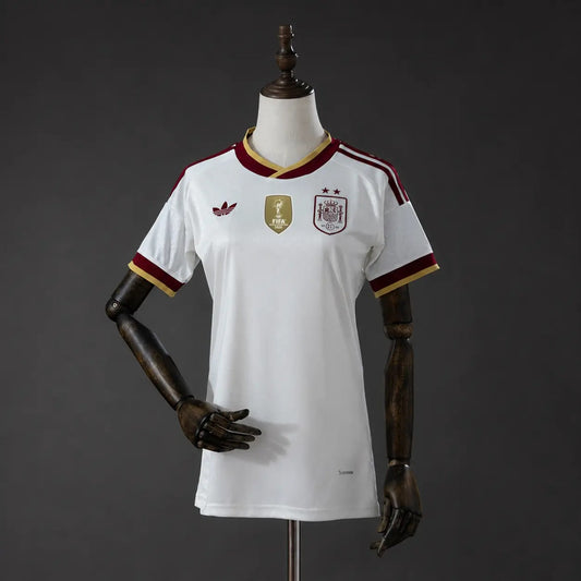 Camisola Espanha 2026 Alternativa Branca 2 Estrelas Campeão Versão Mulher