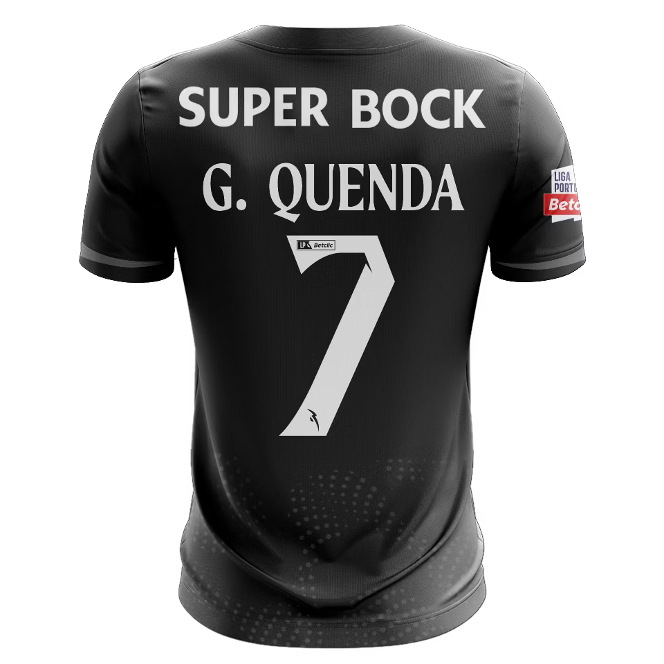 Camisola SCP 2025-26 Alternativa Preta Versão Adepto G. QUENDA #7