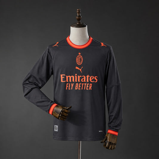 Camisola Manga Comprida Ac Milan 2026-27 Alternativa Preta Versão Adepto