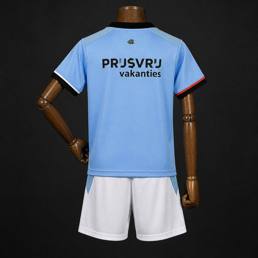 Kit Criança Feyenoord 2026-27 Alternativo Azul Claro