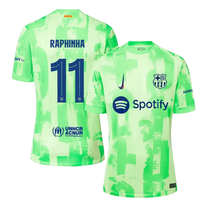 Camisola FC Barcelona 2024-25 Alternativa Verde UCL Versão Adepto RAPHINHA #11