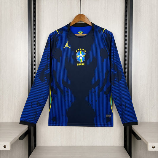 Camisola Manga Comprida Brasil 2026 Alternativa Azul Versão Adepto