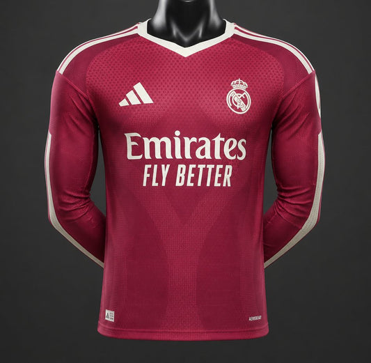 Camisola Manga Comprida Real Madrid CF 2026-27 Alternativa Vermelha Versão Jogador