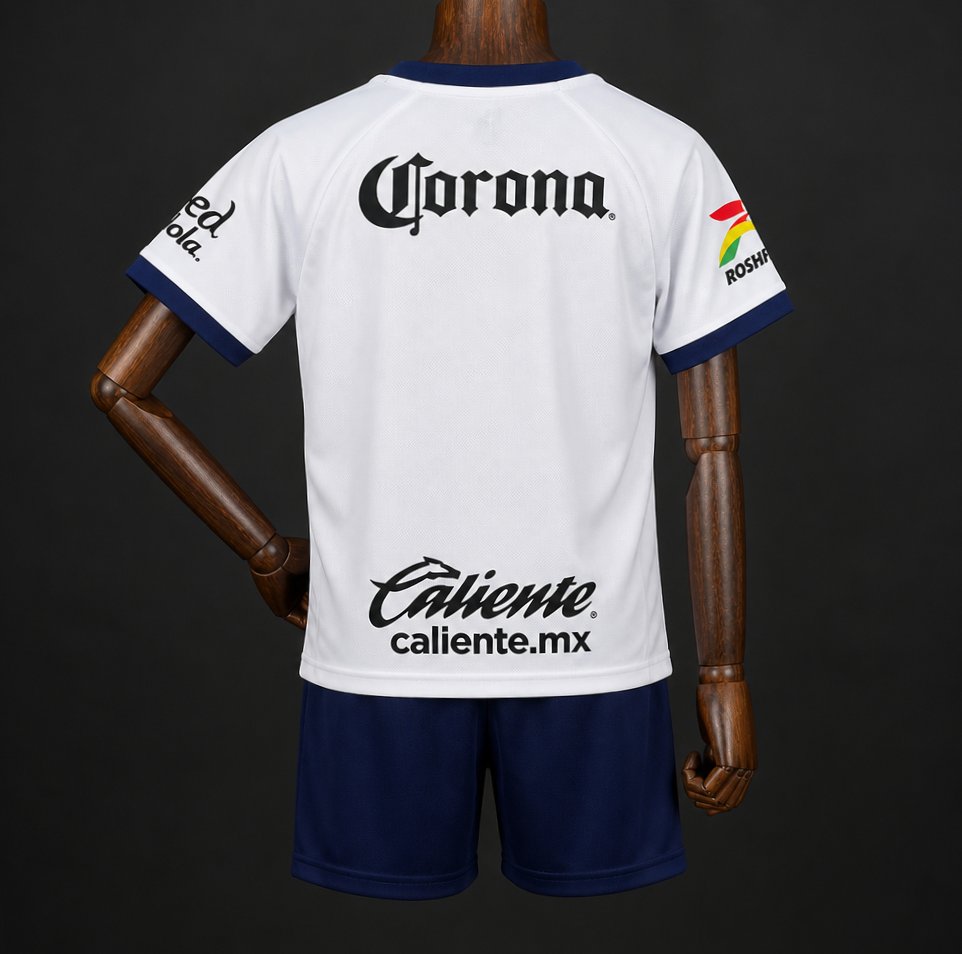 Kit Criança Deportivo Toluca 2026-27 Alternativo Branco