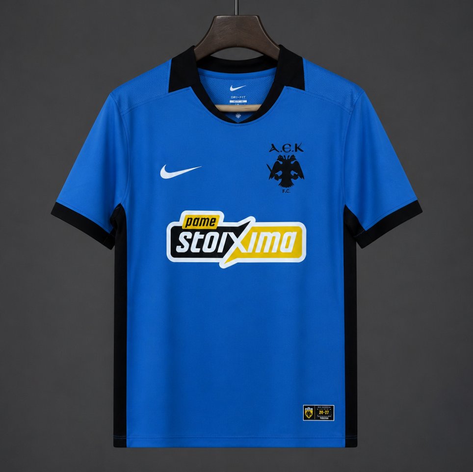 Camisola AEK Atenas 2026-27 Alternativa Azul Versão Adepto