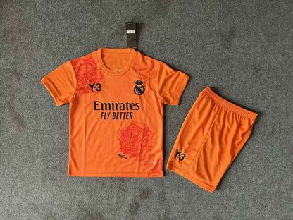 Kit Criança Real Madrid CF 2024-25 Edição Especial Y-3 Laranja