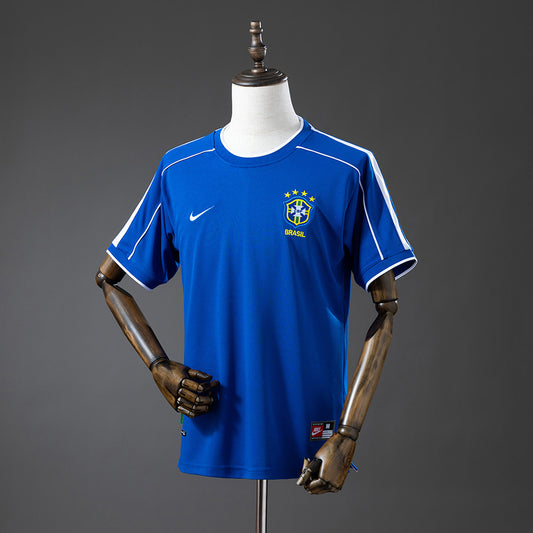 Camisola Brasil 1998 Alternativa Azul Versão Adepto