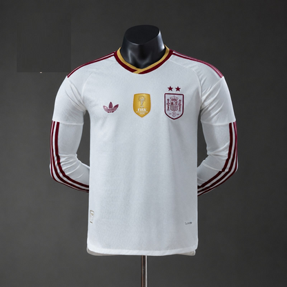 Camisola Manga Comprida Espanha 2026 Alternativa Branca 2 Estrelas Campeão Versão Jogador