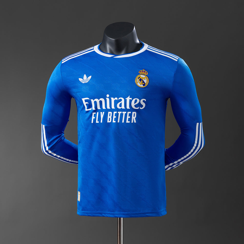 Camisola Manga Comprida Real Madrid CF 2025-26 Alternativa Azul Versão Jogador