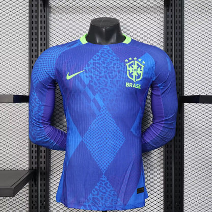 Camisola Manga Comprida Brasil 2025 Alternativa Azul Versão Jogador