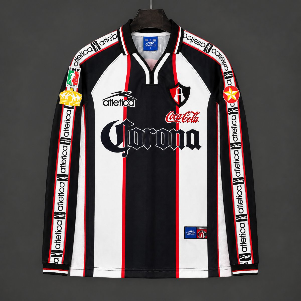 Camisola Manga Comprida Atlas FC 1999-00 Alternativa Riscas Versão Adepto