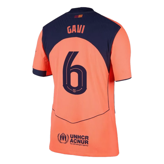 Camisola FC Barcelona 2025-26 Alternativa Laranja UCL Versão Adepto GAVI #6