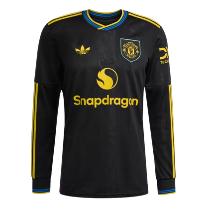 Camisola Manga Comprida M-United 2025-26 Alternativa Preta Versão Jogador Adepto