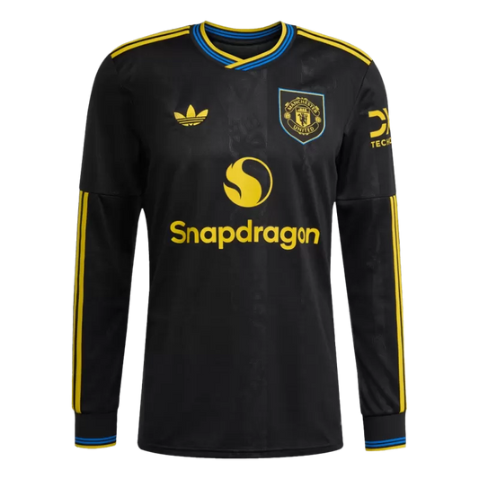 Camisola Manga Comprida M-United 2025-26 Alternativa Preta Versão Jogador Adepto