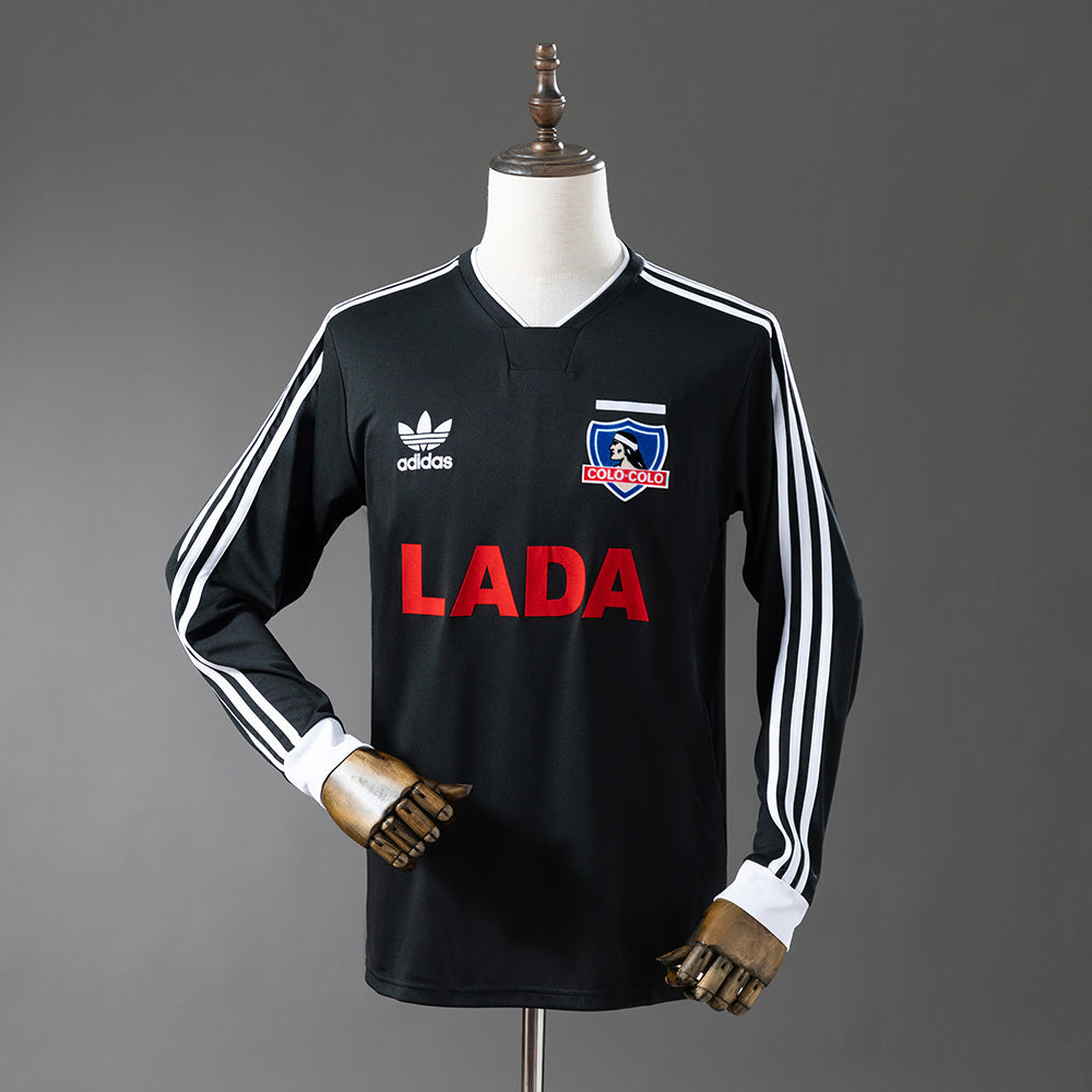 Camisola Manga Comprida Colo Colo 1991-92 Alternativa Preta Versão Adepto