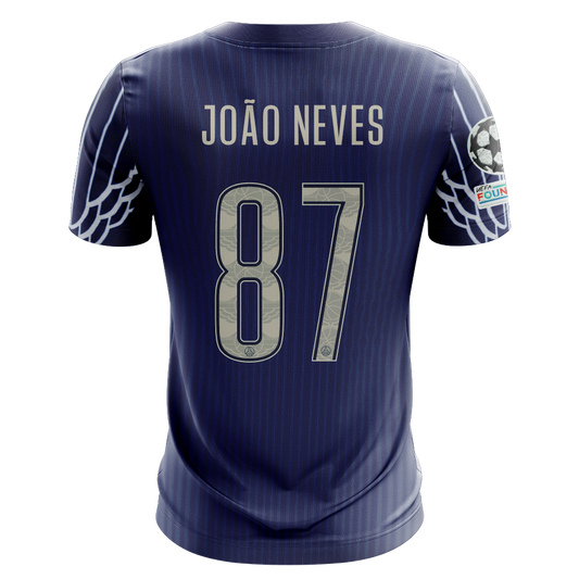 Camisola FC Paris Saint-Germain 2024-25 Alternativa Azul UCL Versão Adepto JOÃO NEVES #87