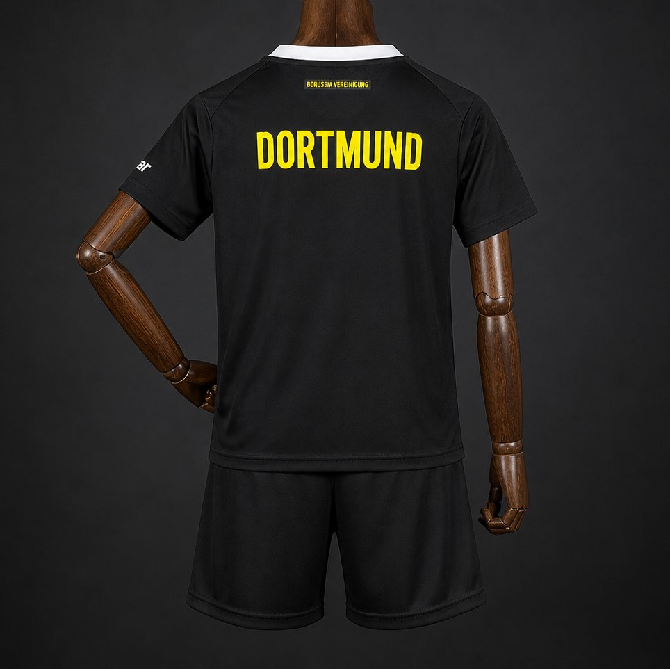 Kit Criança Borussia Dortmund 2026-27 Alternativo Preto