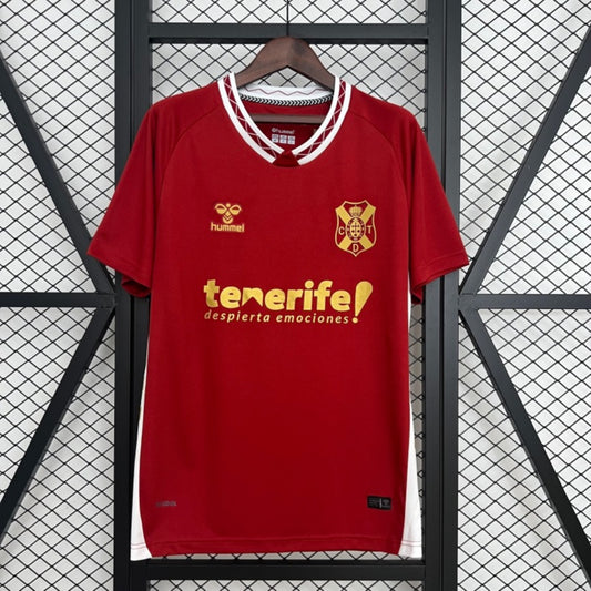 Camisola CD Tenerife 2025-26 Alternativa Vermelha Versão Adepto