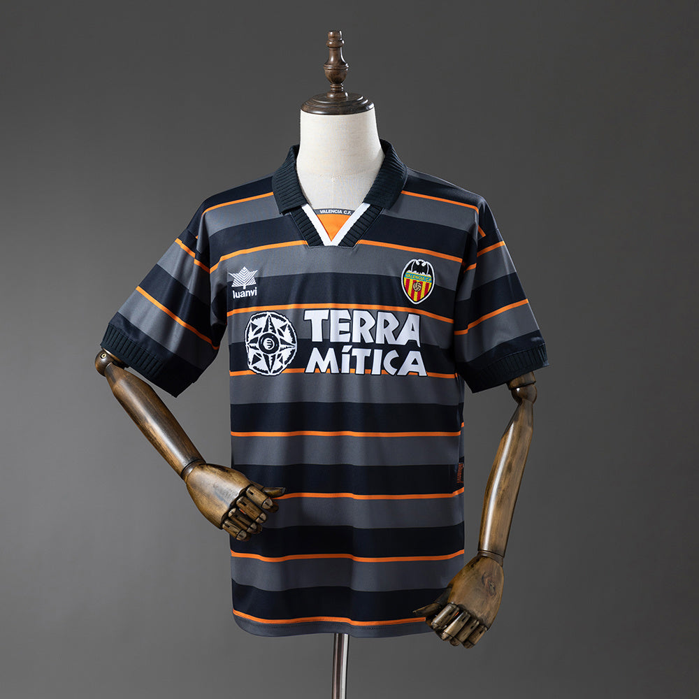 Camisola Valencia FC 1999-00 Alternativa Cinzenta Versão Adepto