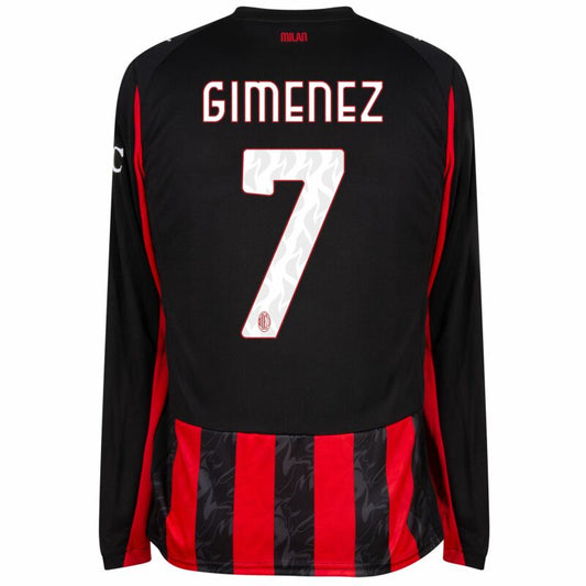 Camisola Manga Comprida Ac Milan 2025-26 Principal Versão Adepto GIMENEZ #7