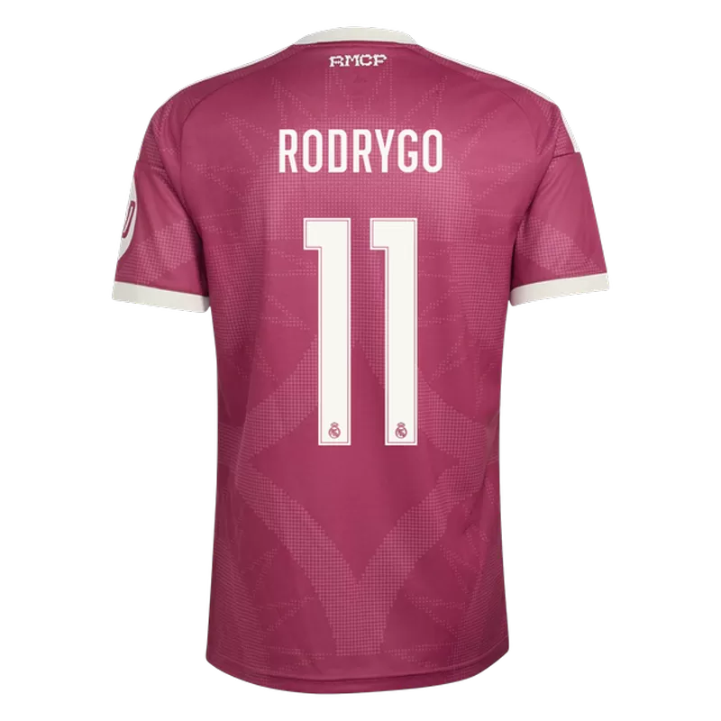 Camisola Real Madrid CF 2026-27 Alternativa Vermelha Versão Adepto RODRYGO #11